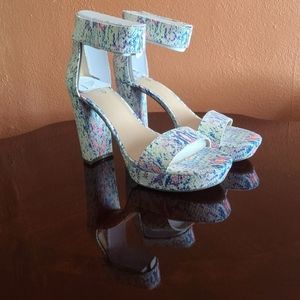 Multi colored block heels